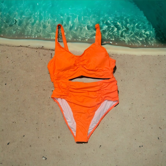 2 Piece Bathing suits neon color with adjustable strap brand new - Picture 2 of 4